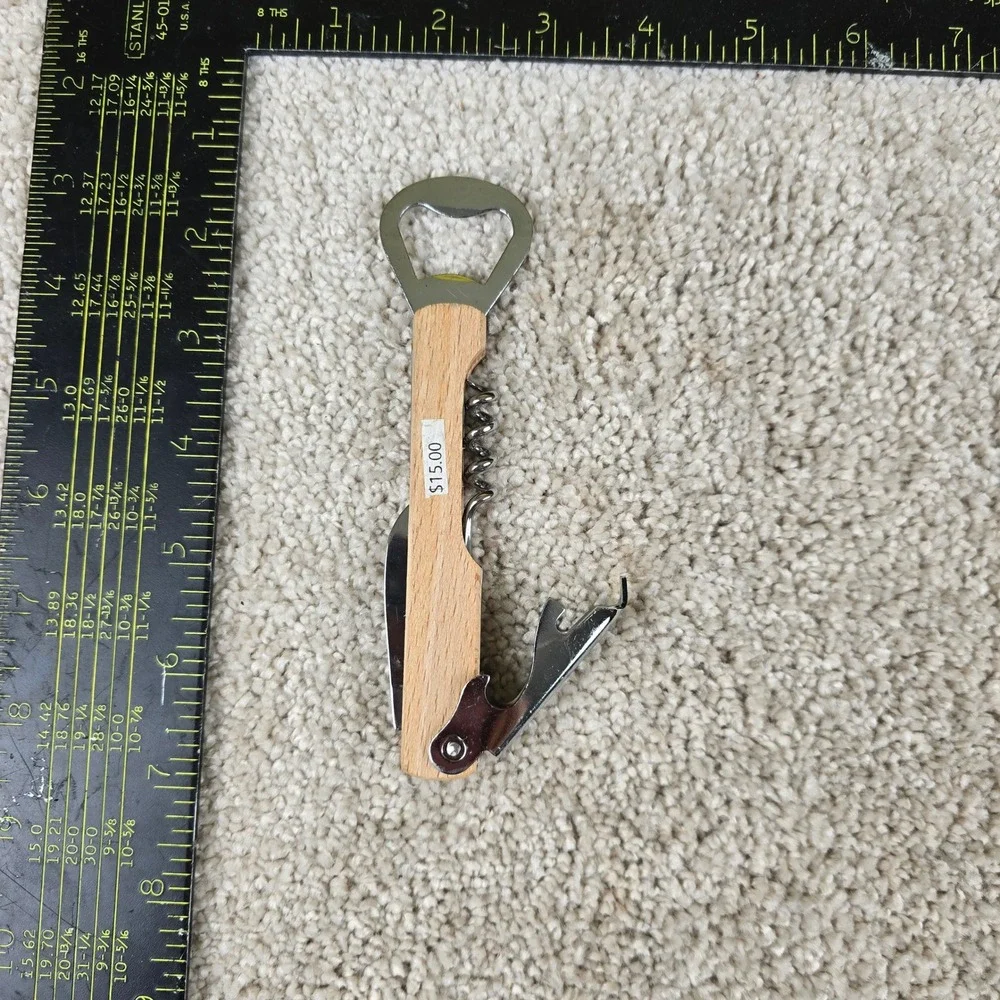 Sunrise Marina Wine Opener‎ Brown Wood Get Salty Waiter Corkscrew Multi-Tool